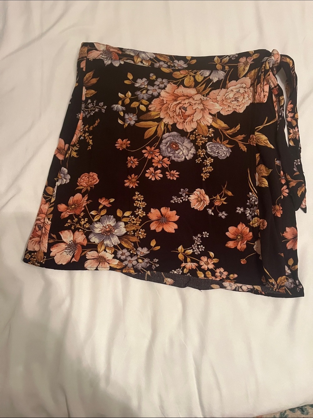 American Eagle Outfitters Black Floral Wrap Skirt